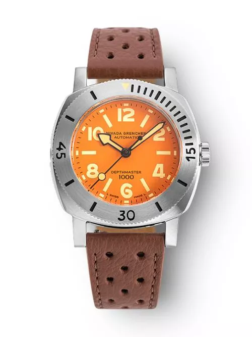 Nivada Grenchen Depthmaster Numerals Orange - Brown Racing Strap